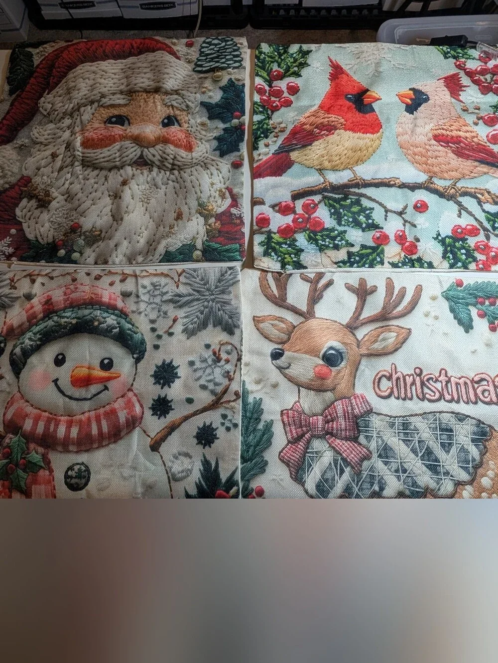 Holiday Decorative Pillow Cover Set - Red, Cream, Green Christmas Designs